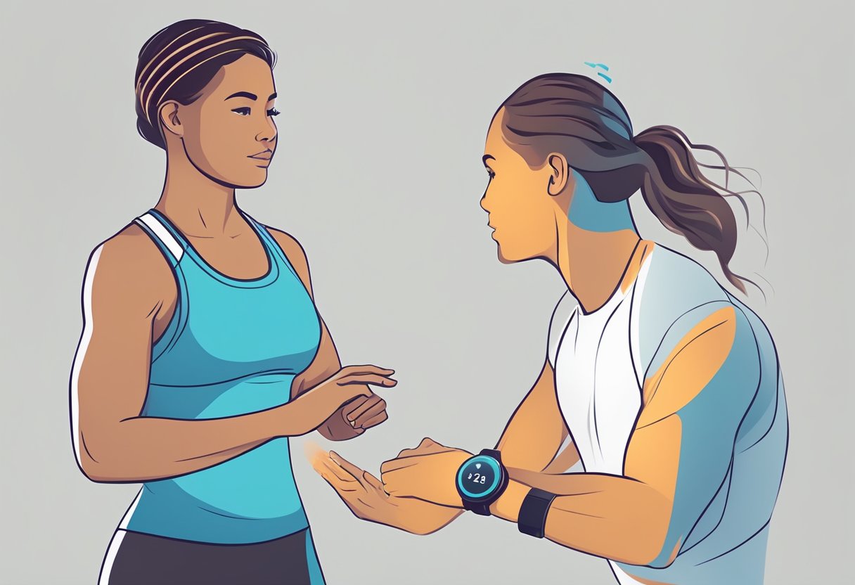 A person sets heart rate zones on a fitness tracker while exercising