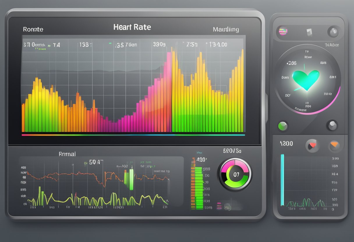 A heart rate monitor displaying a steady, normal reading