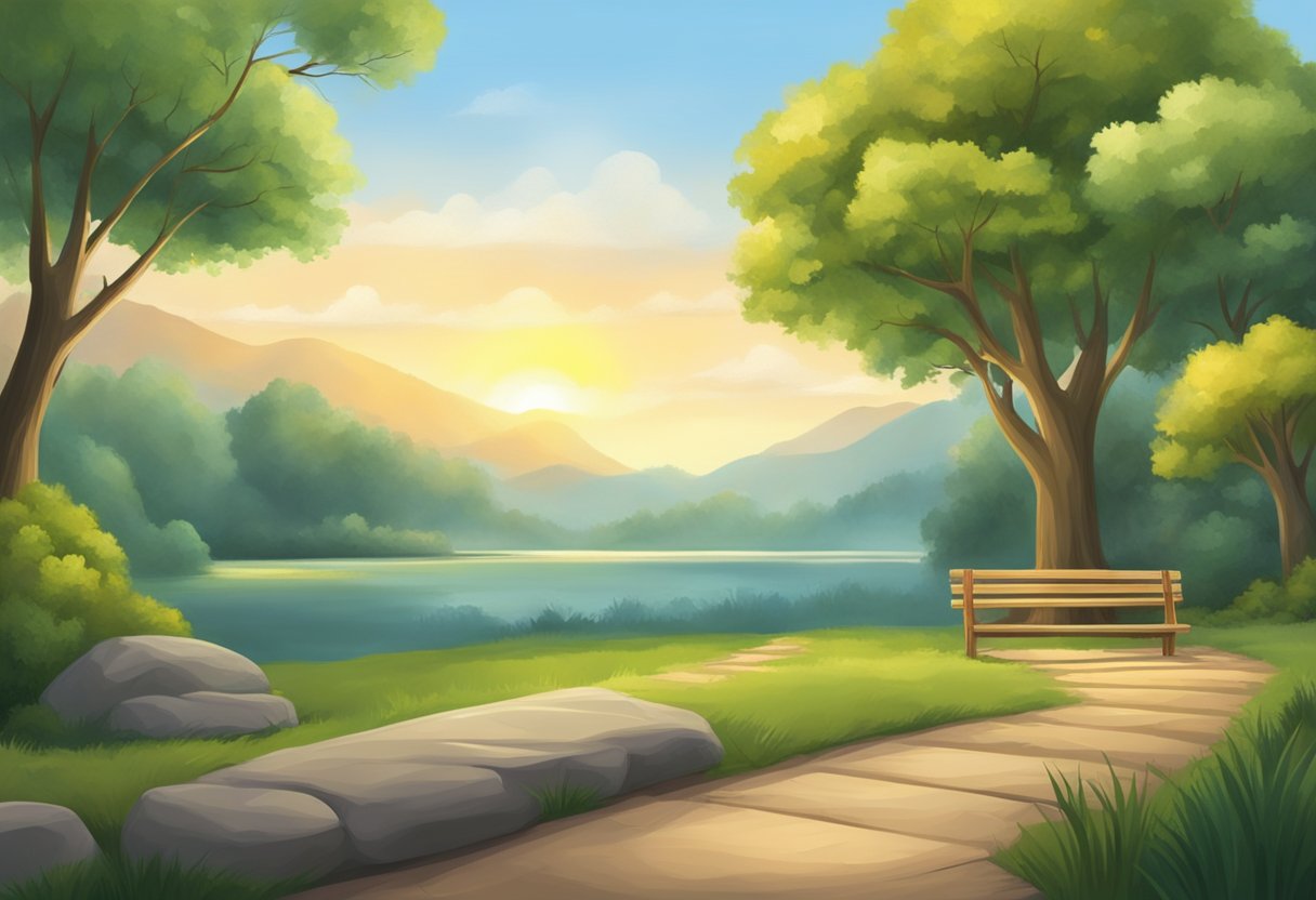 A peaceful scene with a calm setting, perhaps a serene landscape or a cozy, tranquil environment, to convey the concept of "Lifestyle and Resting Heart Rate."