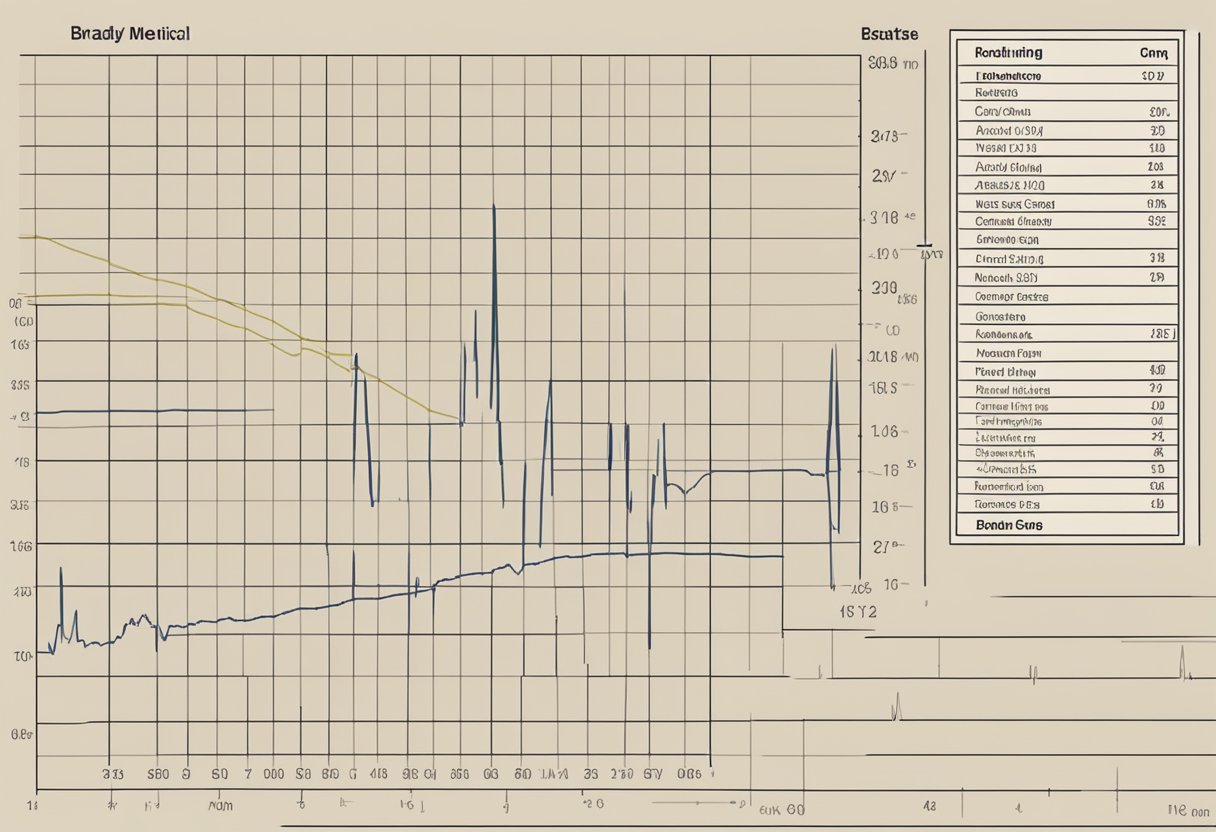 A heart rate monitor displaying a low heart rate reading, with an accompanying medical chart showing the definition of bradycardia