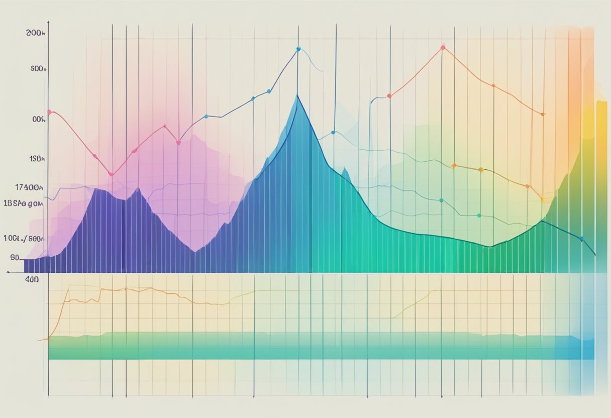 A graph showing heart rates at different ages, with a steady line representing the normal range