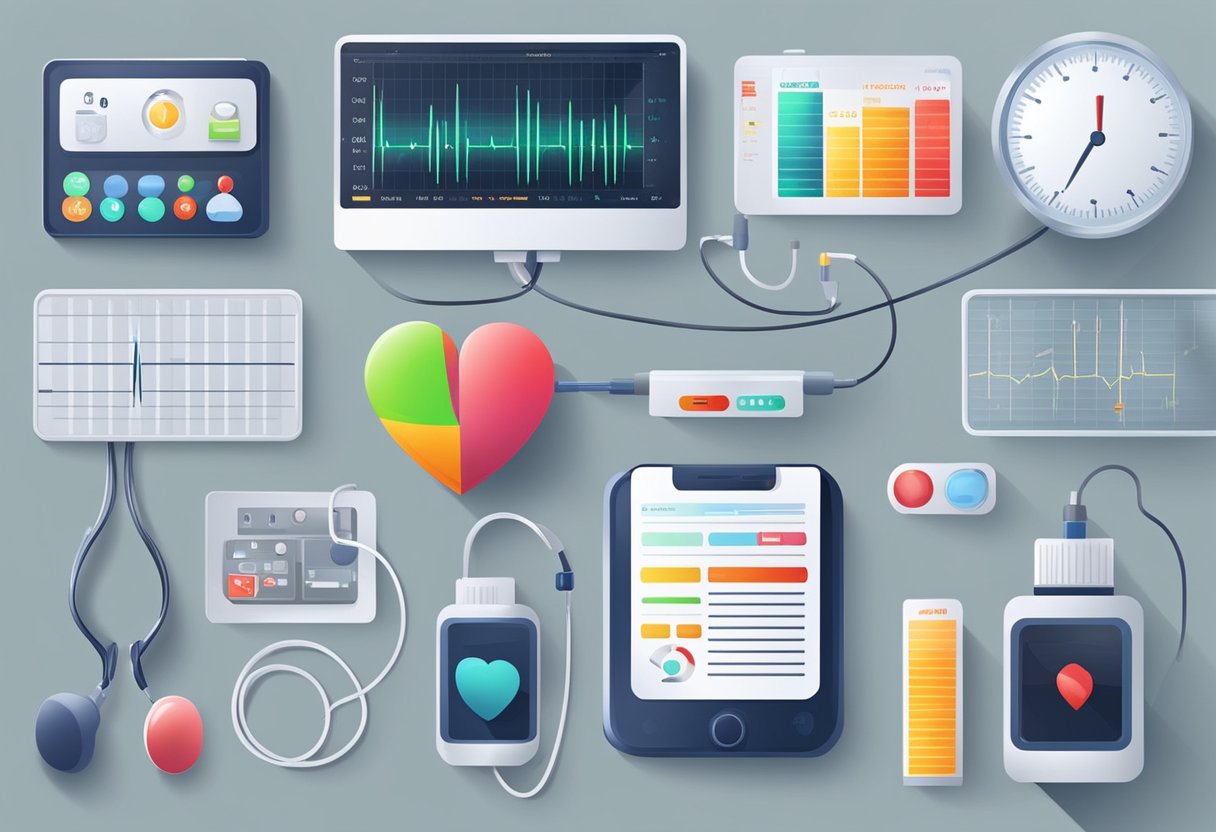 A person's heart rate is monitored and managed with medical equipment and medication