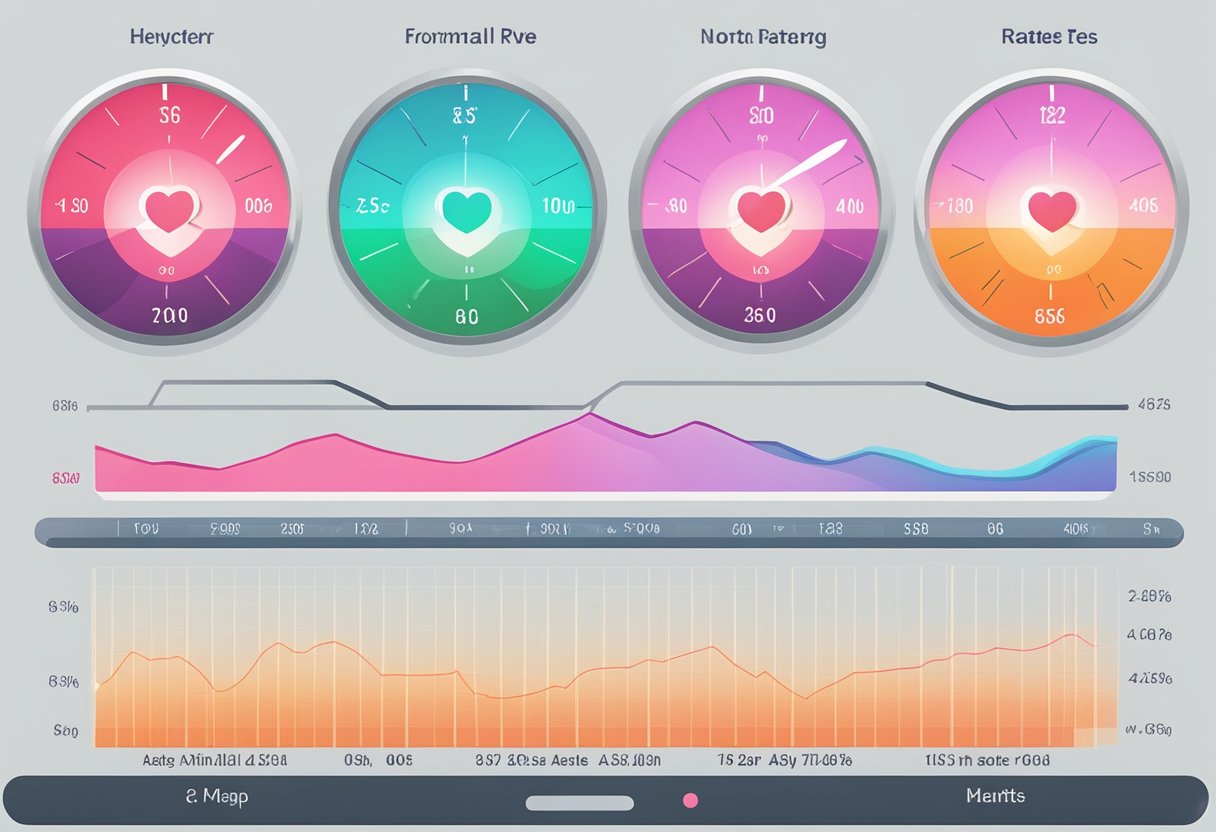 A heart rate monitor displaying different age groups and their corresponding normal heart rates