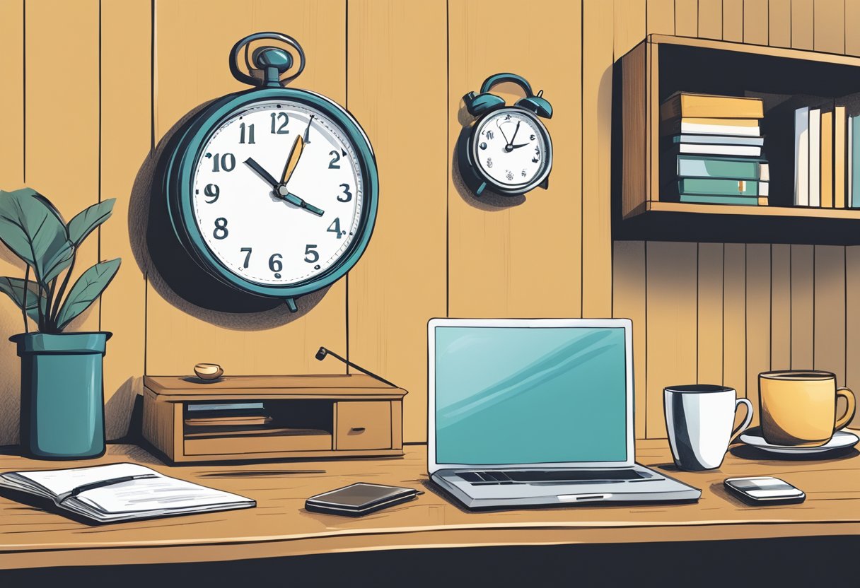 A quiet room with a ticking clock, a cup of coffee, and a phone buzzing with notifications