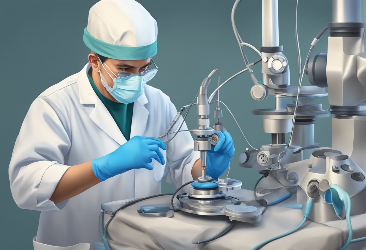 A surgeon replacing a heart valve with precision and focus