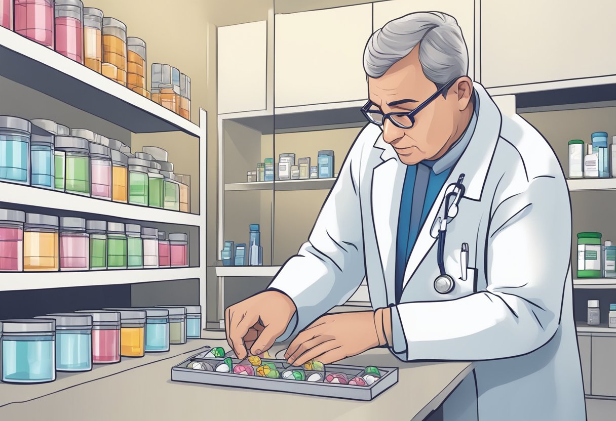A doctor adjusting medication doses for diuretic-resistant acute heart failure