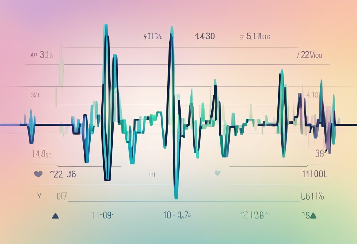 A heart rate monitor displays a steady, regular pulse within the normal range