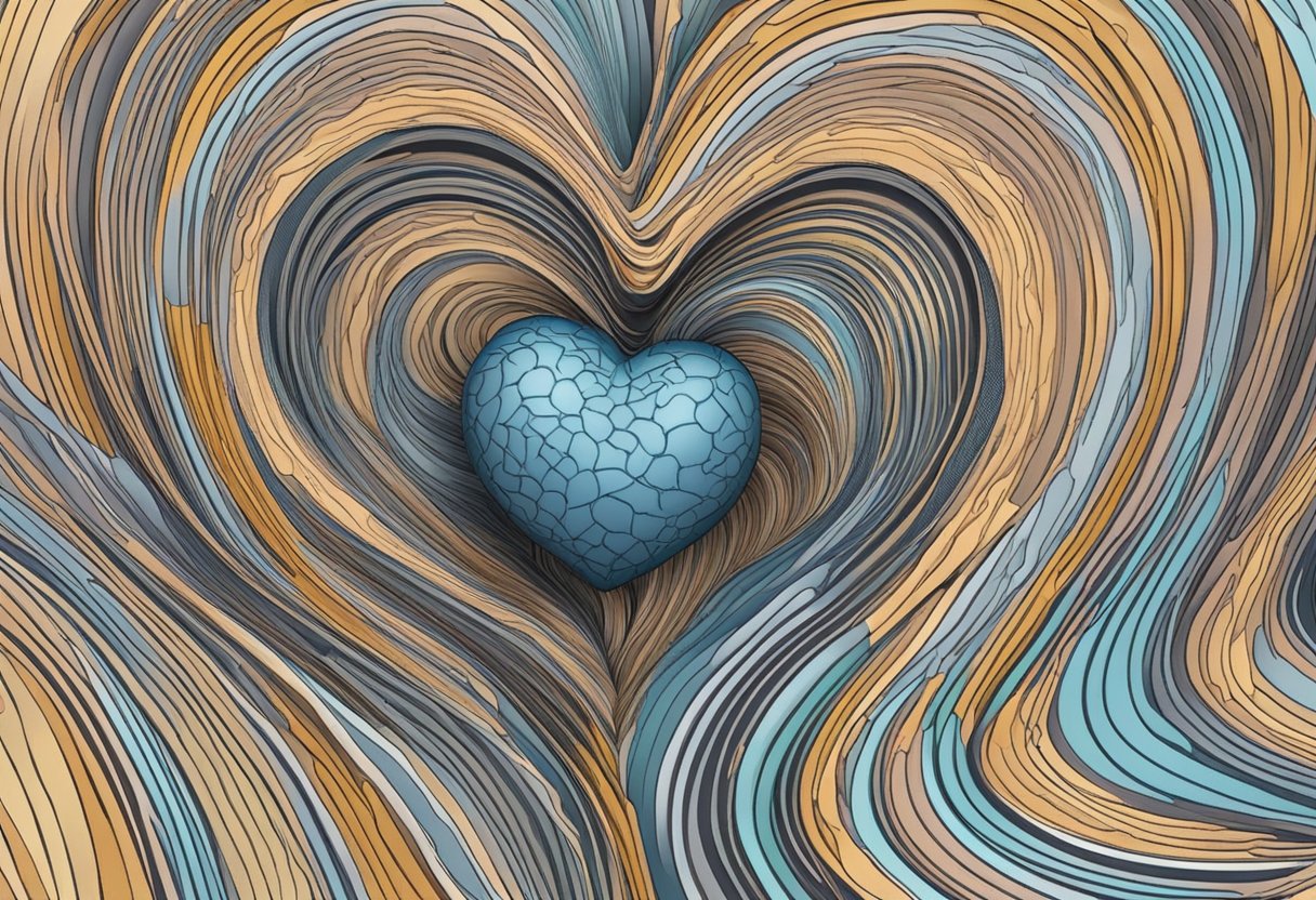 A heart-shaped valve surrounded by swirling lines, representing the condition of heart valve problems