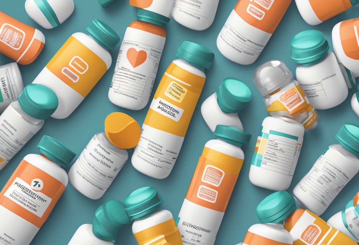 A stack of pill bottles with "Frequently Asked Questions" label on heart failure drugs
