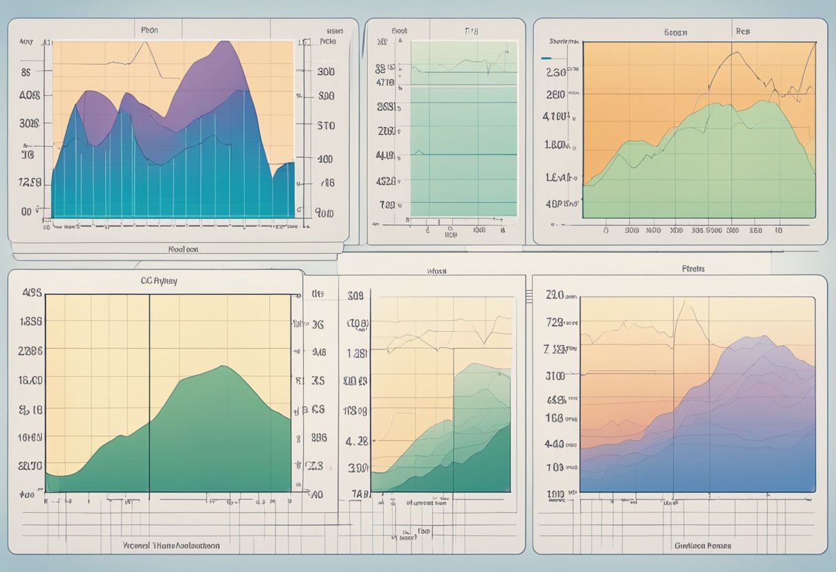 A series of age-related charts with corresponding resting heart rates displayed in a medical setting