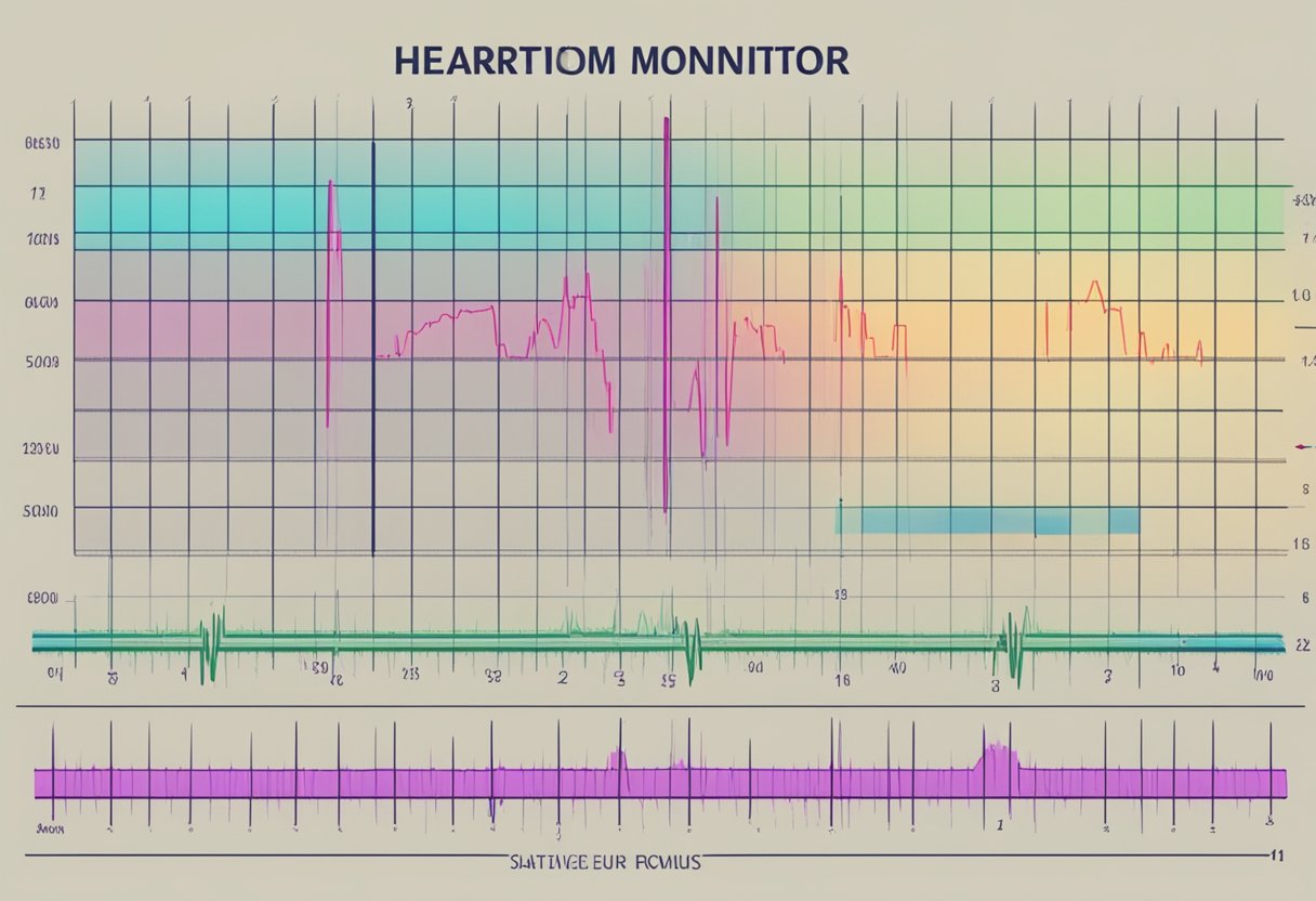 A heart monitor displays a steady, regular pulse within the normal range