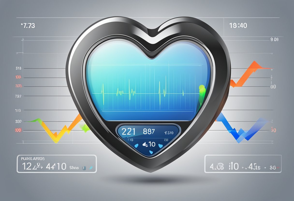 A heart rate monitor displays an average female heart rate