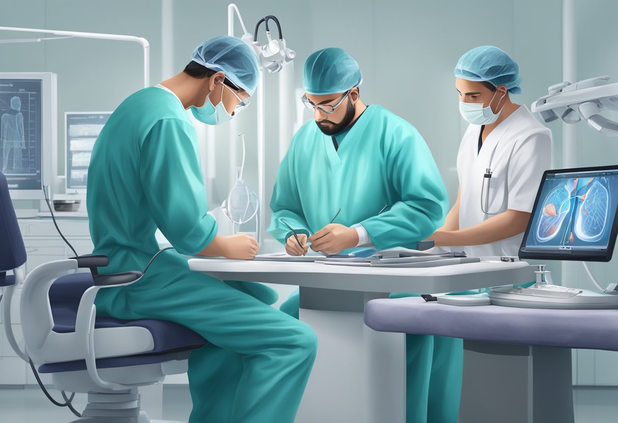 A cardiologist consults with surgical team, providing expertise on heart conditions and potential risks during surgery