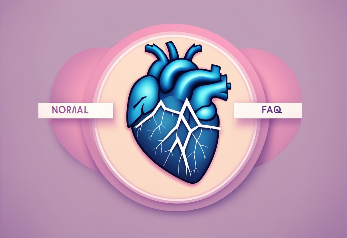 A heart symbol with "FAQ: Normal Heartbeat for Women" text