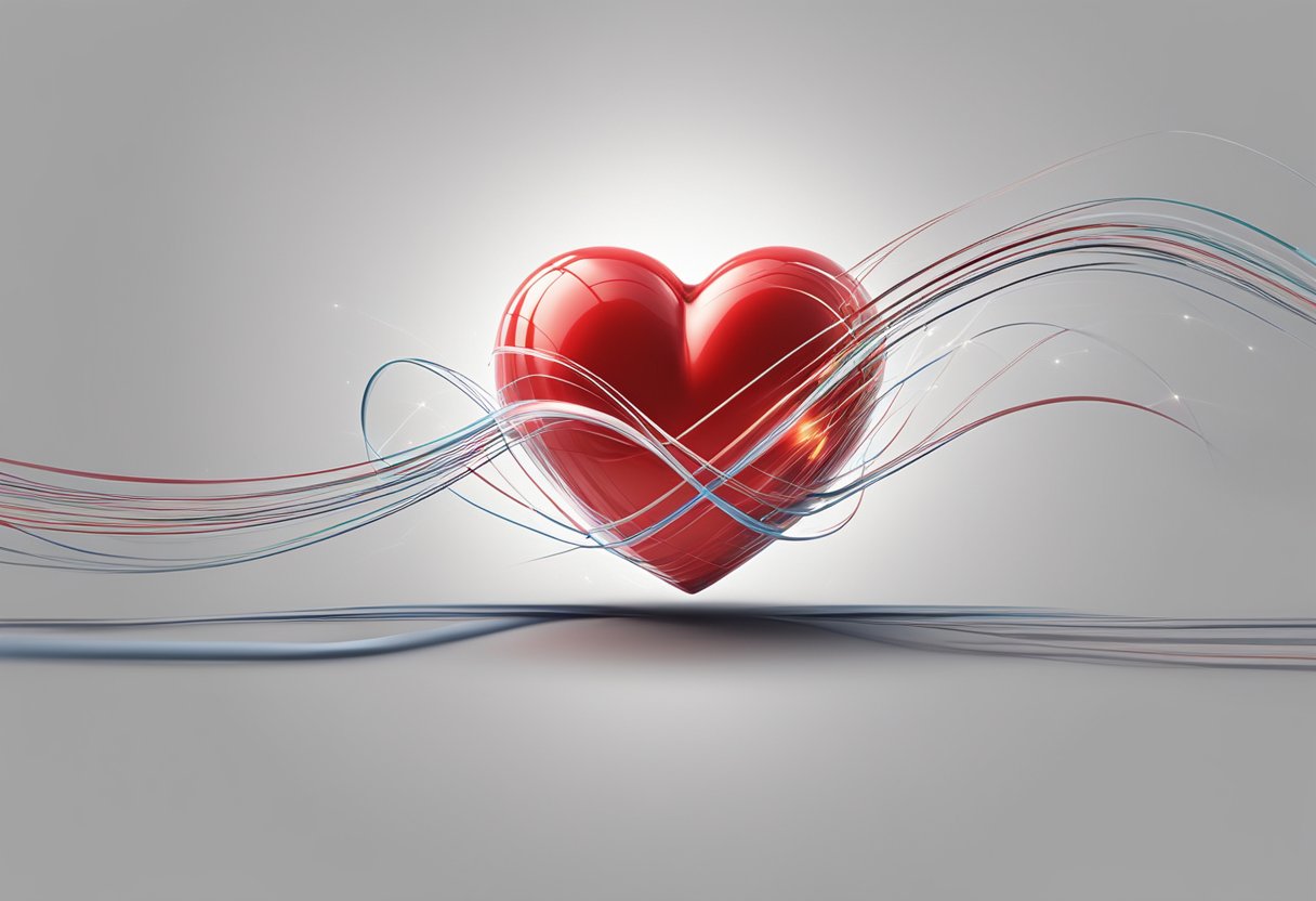 A heart racing after consuming sugar, depicted by a pulsating red heart with speed lines emanating from it