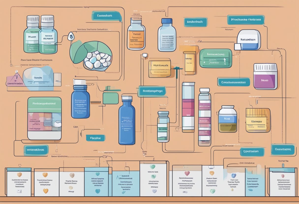A table with various medications for congestive heart failure, labeled and organized
