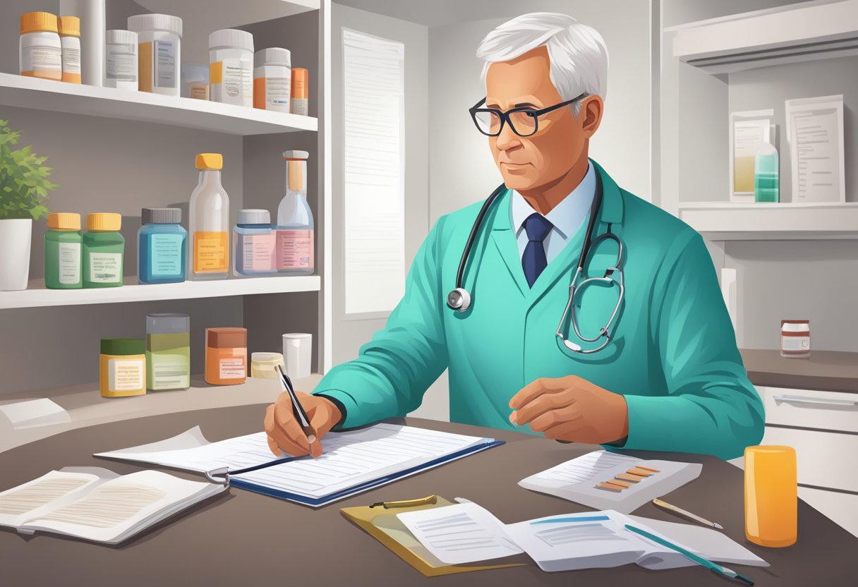 A doctor reviewing medications and lifestyle changes for heart failure treatment