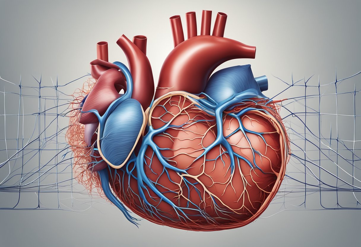A heart-shaped organ surrounded by a network of blood vessels, with a pulsating rhythm and a gradual strengthening of its muscle