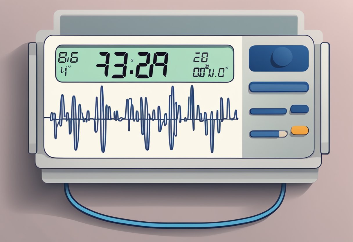 An illustration of a heart rate monitor displaying a low heart rate while the word "Bisoprolol" is prominently featured