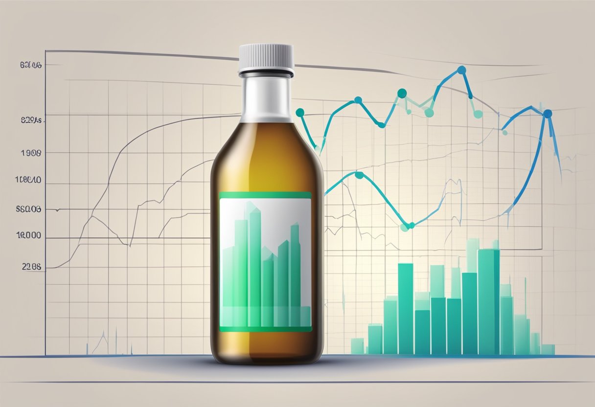A bottle of bisoprolol with a low heart rate graph in the background