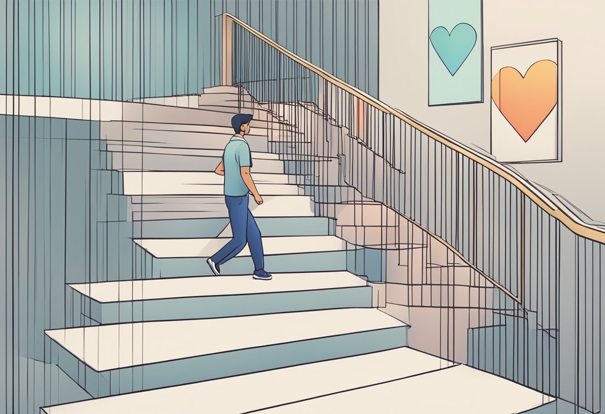 Person walks up stairs, heart rate increases