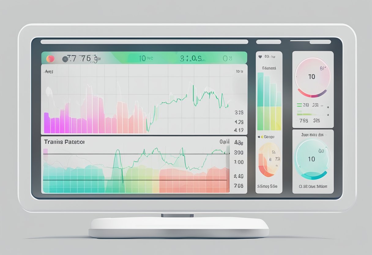 A heart rate monitor displays different zones on a screen, indicating the intensity of training based on age