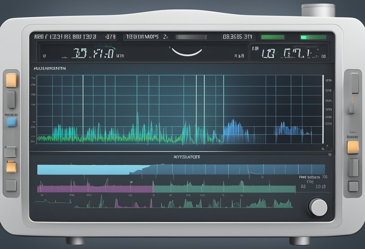 A fetal heart rate monitor displays a steady rhythm on a 7-week ultrasound screen