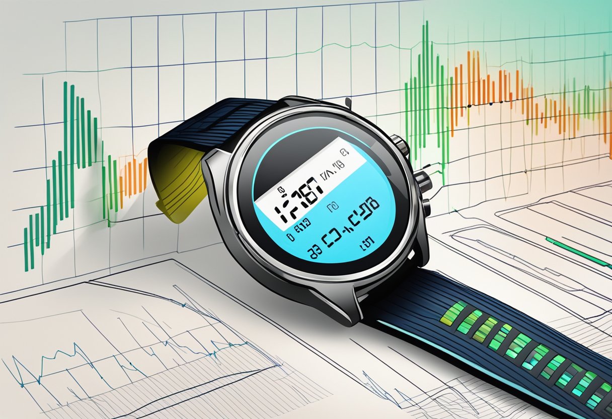 A heart rate monitor beeping rapidly with a fluctuating graph on the screen