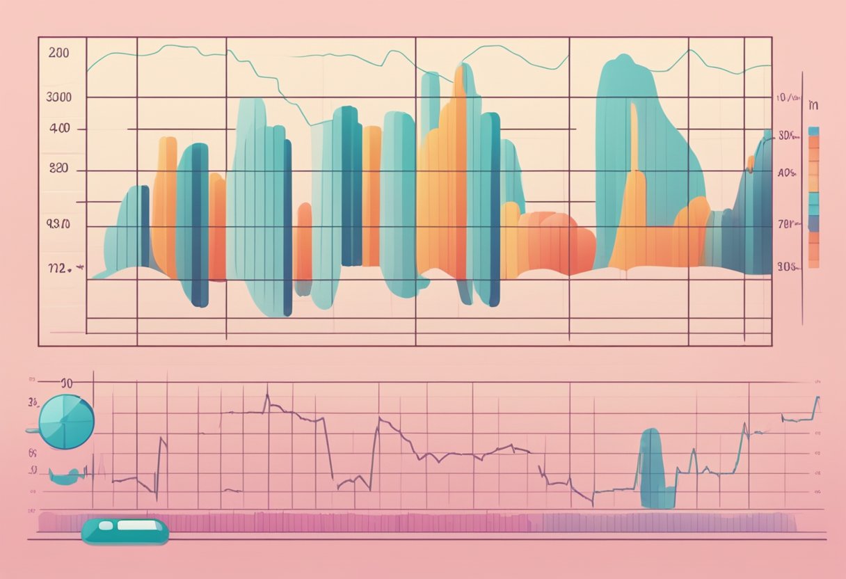 A heart rate monitor displays a fluctuating heartbeat alongside a chart of physical activity levels