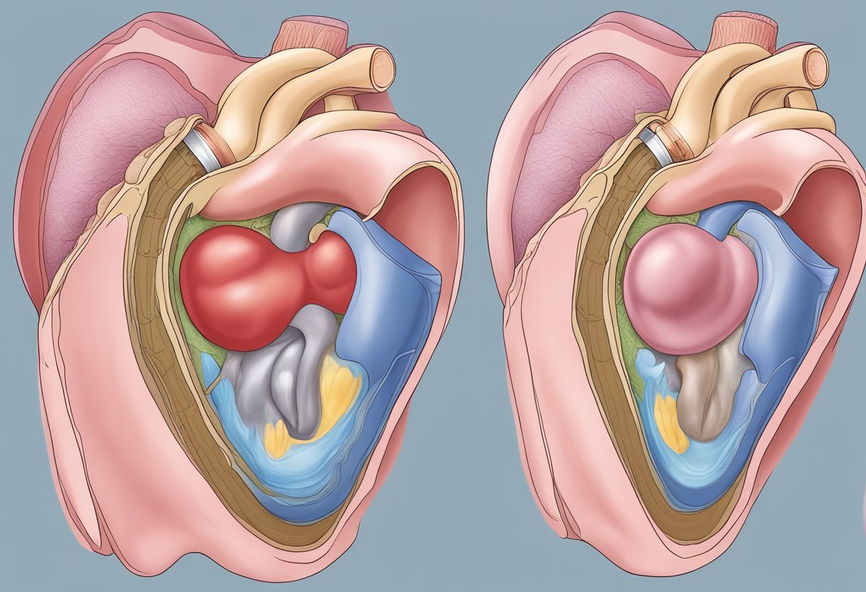 Edema occurs in heart failure due to fluid buildup. This can be depicted through an illustration of a heart with excess fluid pooling in the surrounding tissues