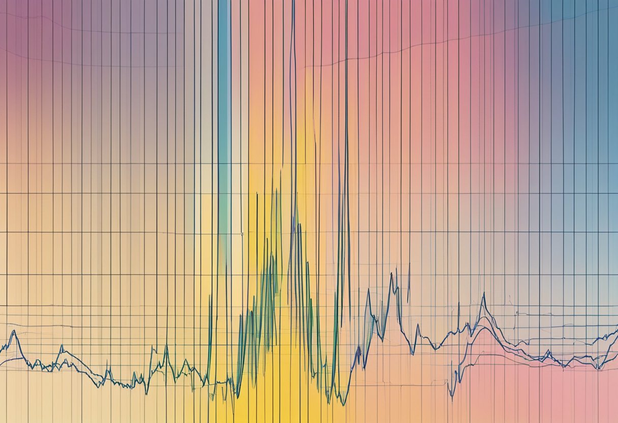 A graph showing fluctuating lines representing fetal heart rate variability