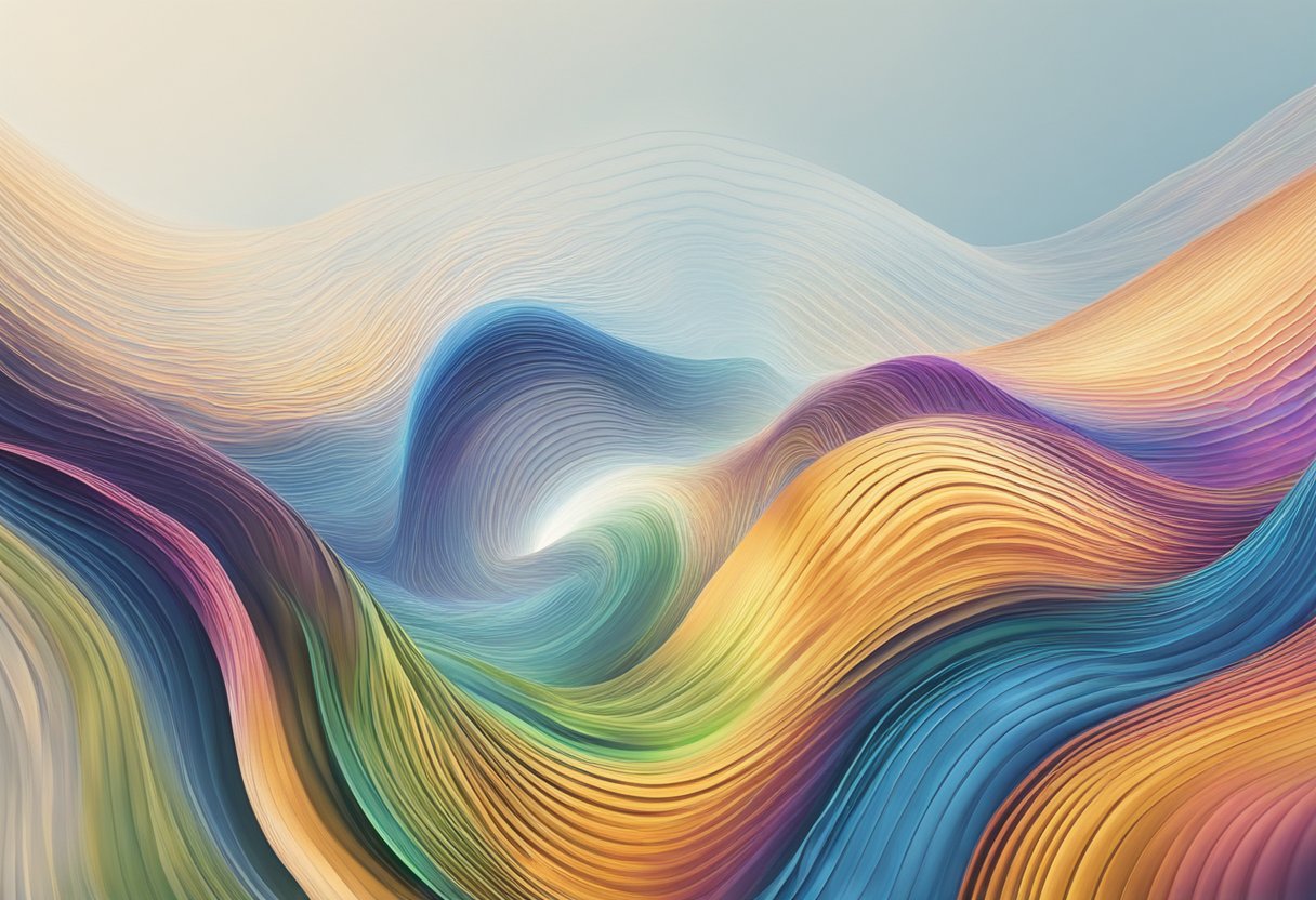 The beat of my heart pulses through the air, visualized as ripples spreading from a central point, creating a sense of movement and energy