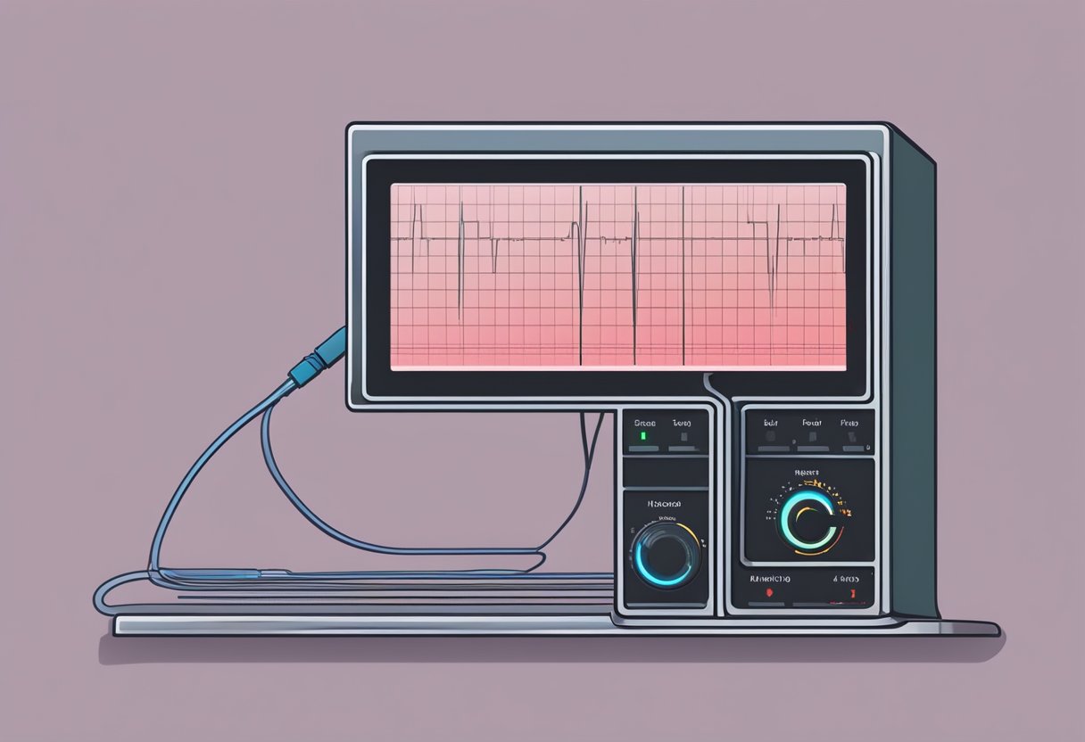 A heart-shaped monitor displaying a steady line with a visible pulse