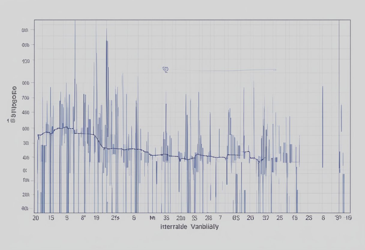 A graph showing heart rate variability at 20ms intervals