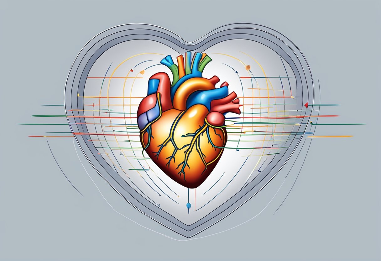 A heart pulsates rhythmically, symbolizing management and prevention