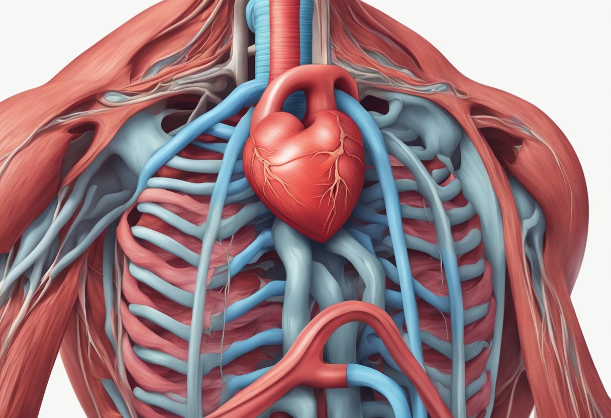 A heart with weakened muscles struggles to pump blood, causing fluid buildup in the body