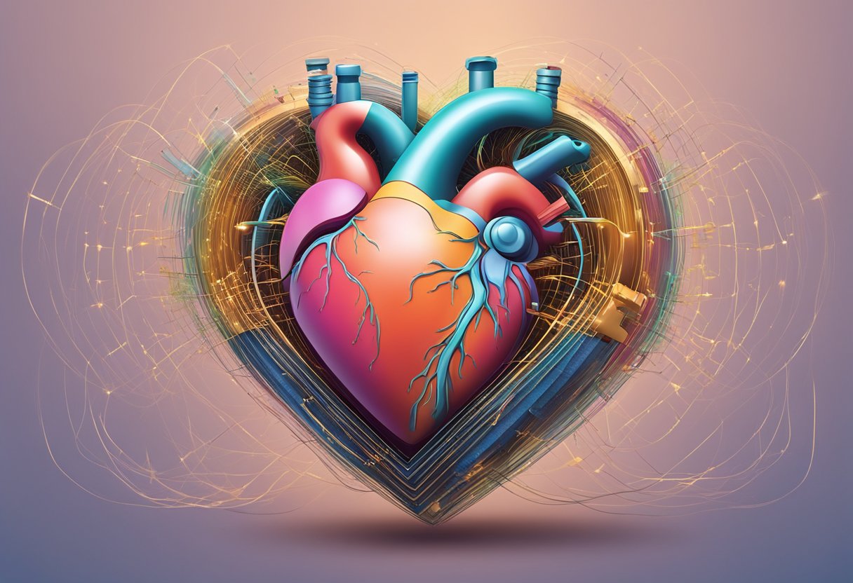 A heart-shaped object surrounded by erratic vibrations and pulsations