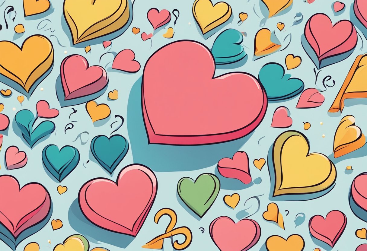 The beat of a heart, surrounded by floating question marks