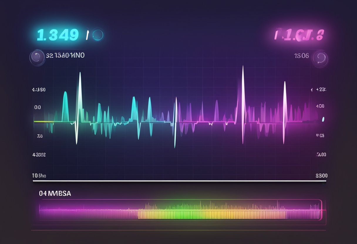 A heart rate monitor displaying fluctuating readings