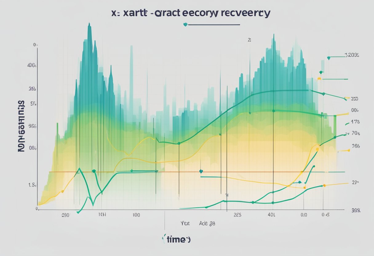 A line graph showing heart rate recovery over time, with age categories along the x-axis and heart rate on the y-axis
