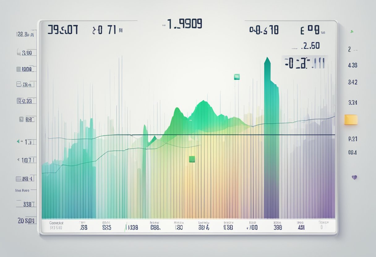 A heart rate monitor displaying fluctuating numbers against a white background