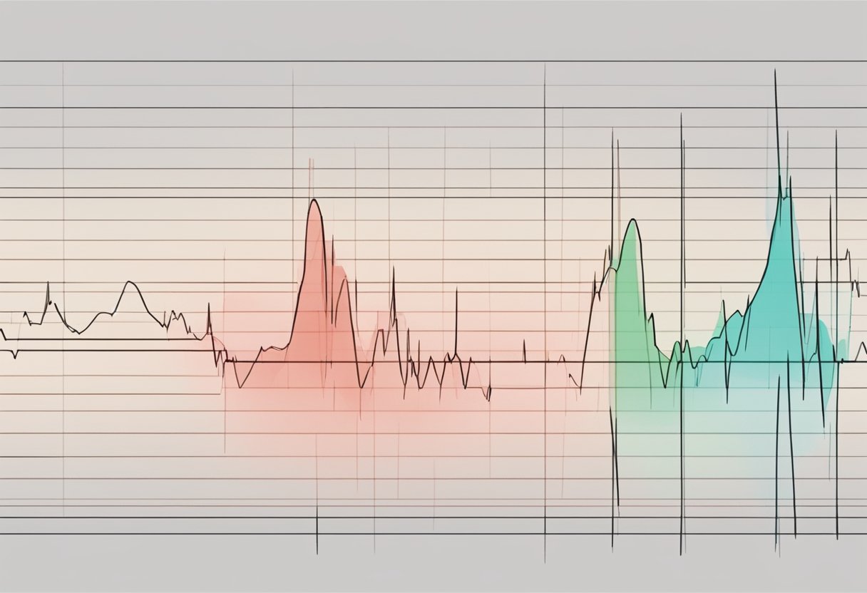 A heart monitor shows erratic waves, indicating a heart attack