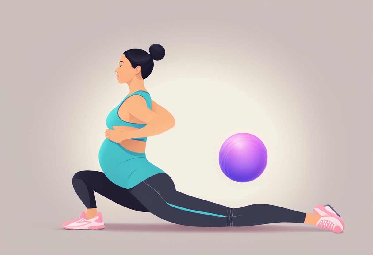 A pregnant woman exercises, her heart rate rising