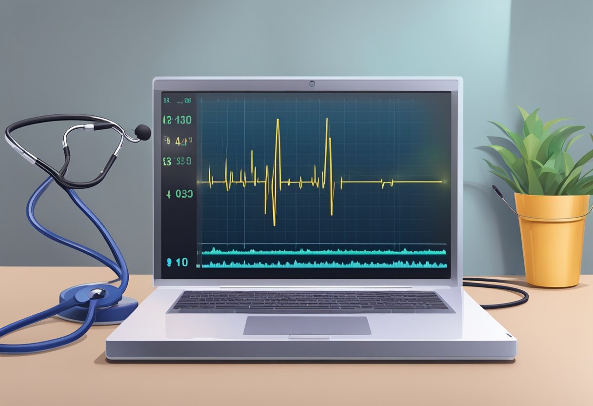 A child's heart beats steadily, a colorful EKG monitor displays the rhythmic pattern, while a stethoscope rests nearby