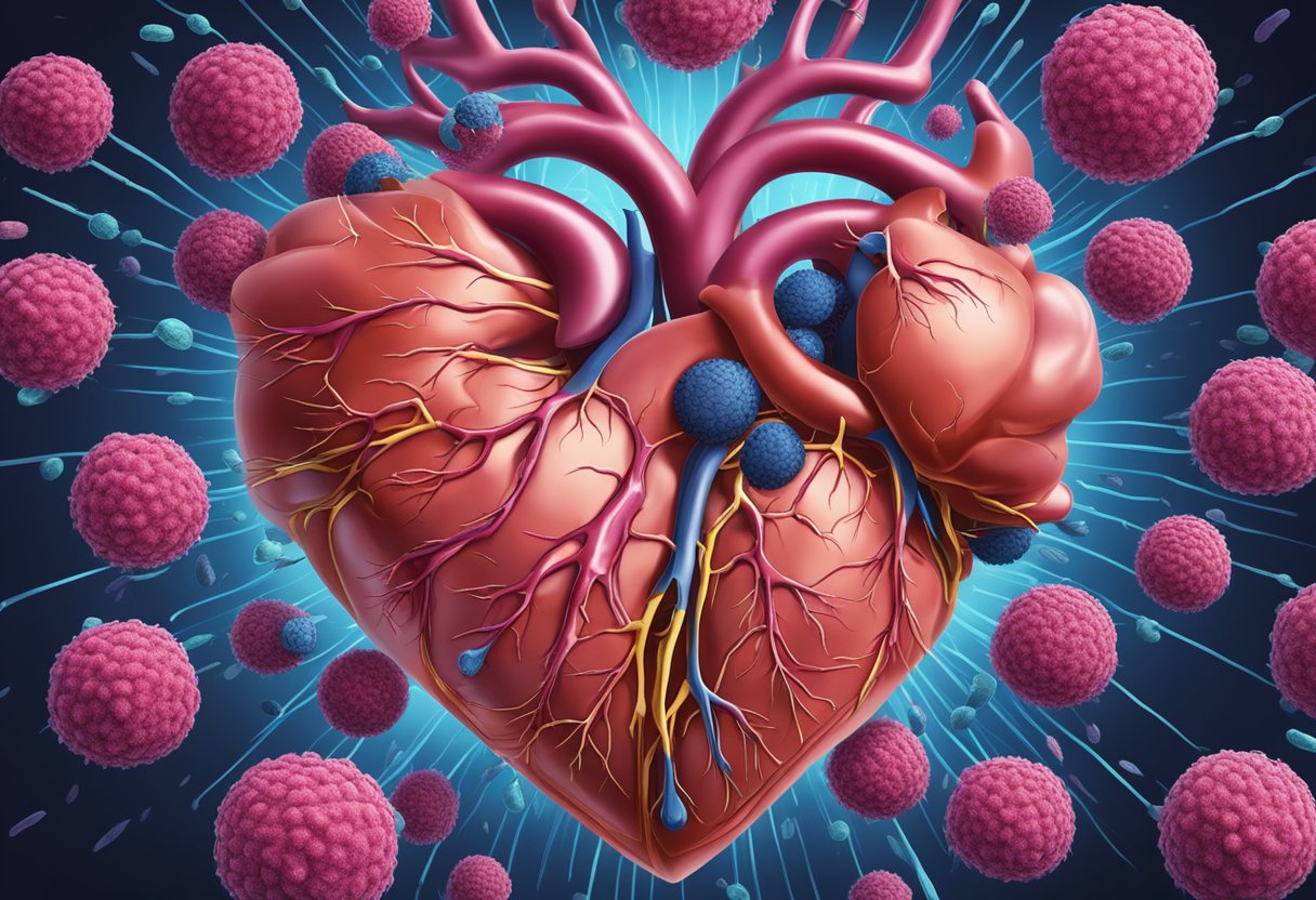 A heart surrounded by attacking immune cells, causing rejection