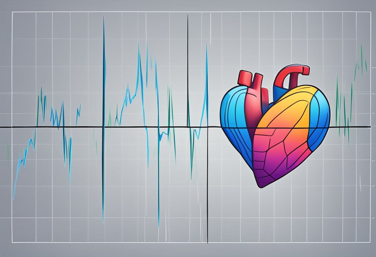 A teenage heart beats rapidly during exercise. Graph shows frequent spikes