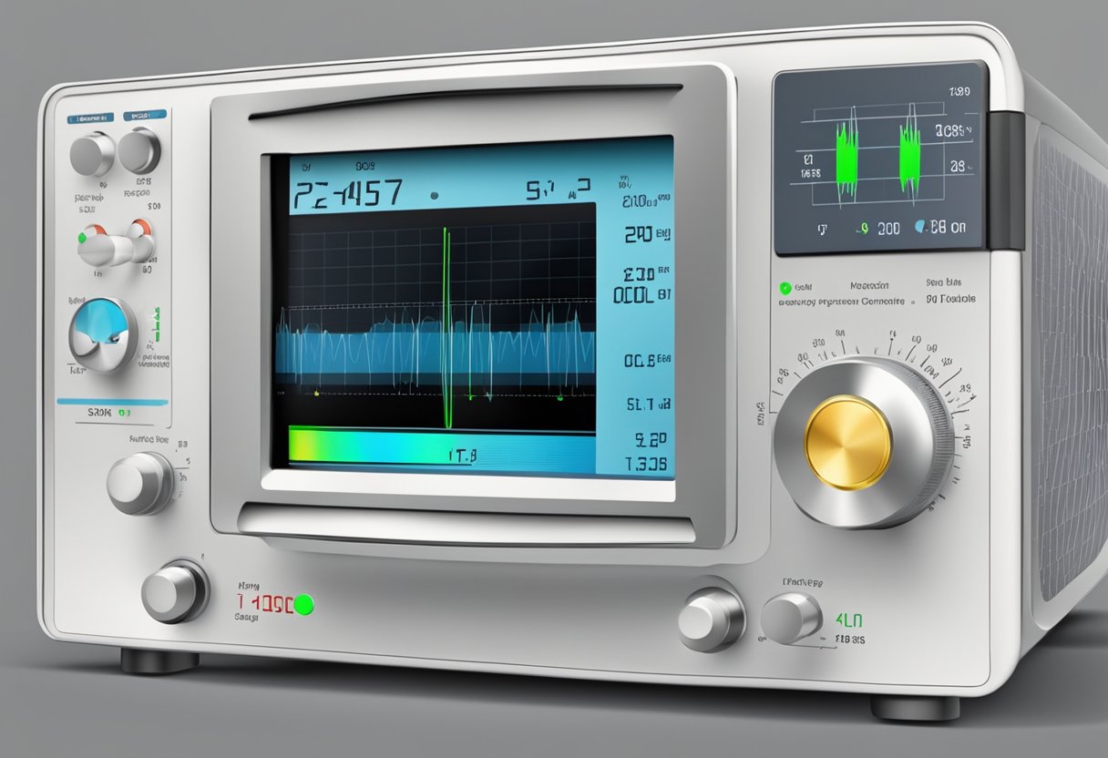 A heart monitor displaying high pressure readings