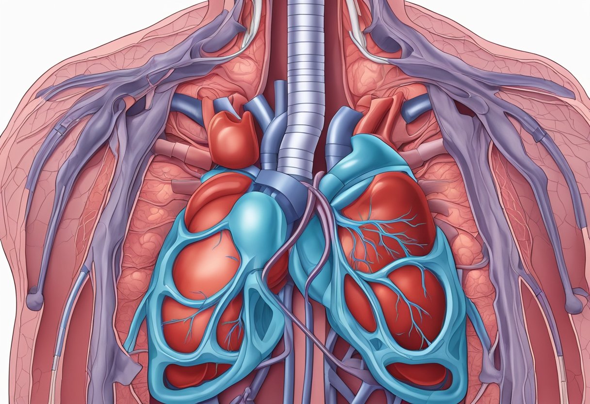 Oxygenated blood flows into the heart through the pulmonary veins. The heart pumps the blood into the left atrium, then into the left ventricle