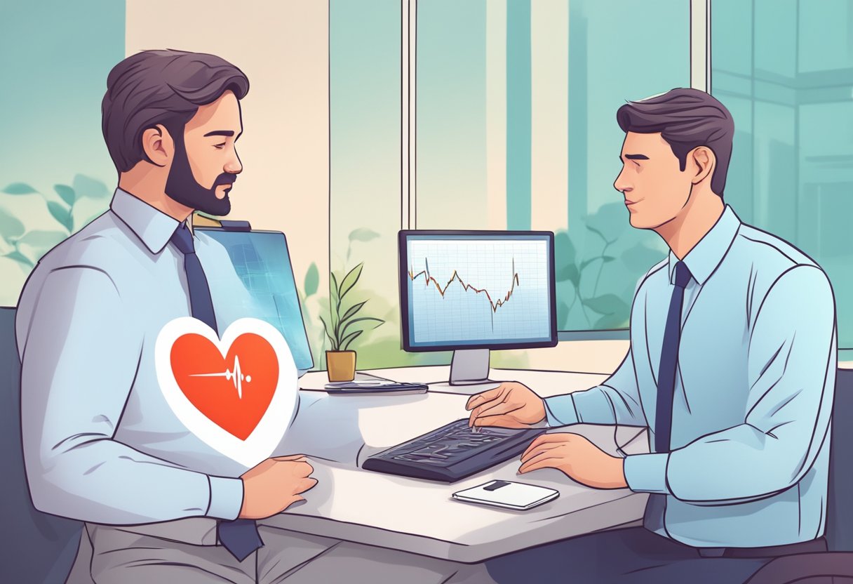 Anxiety increases heart rate. Show a heart beating faster with FAQ in the background