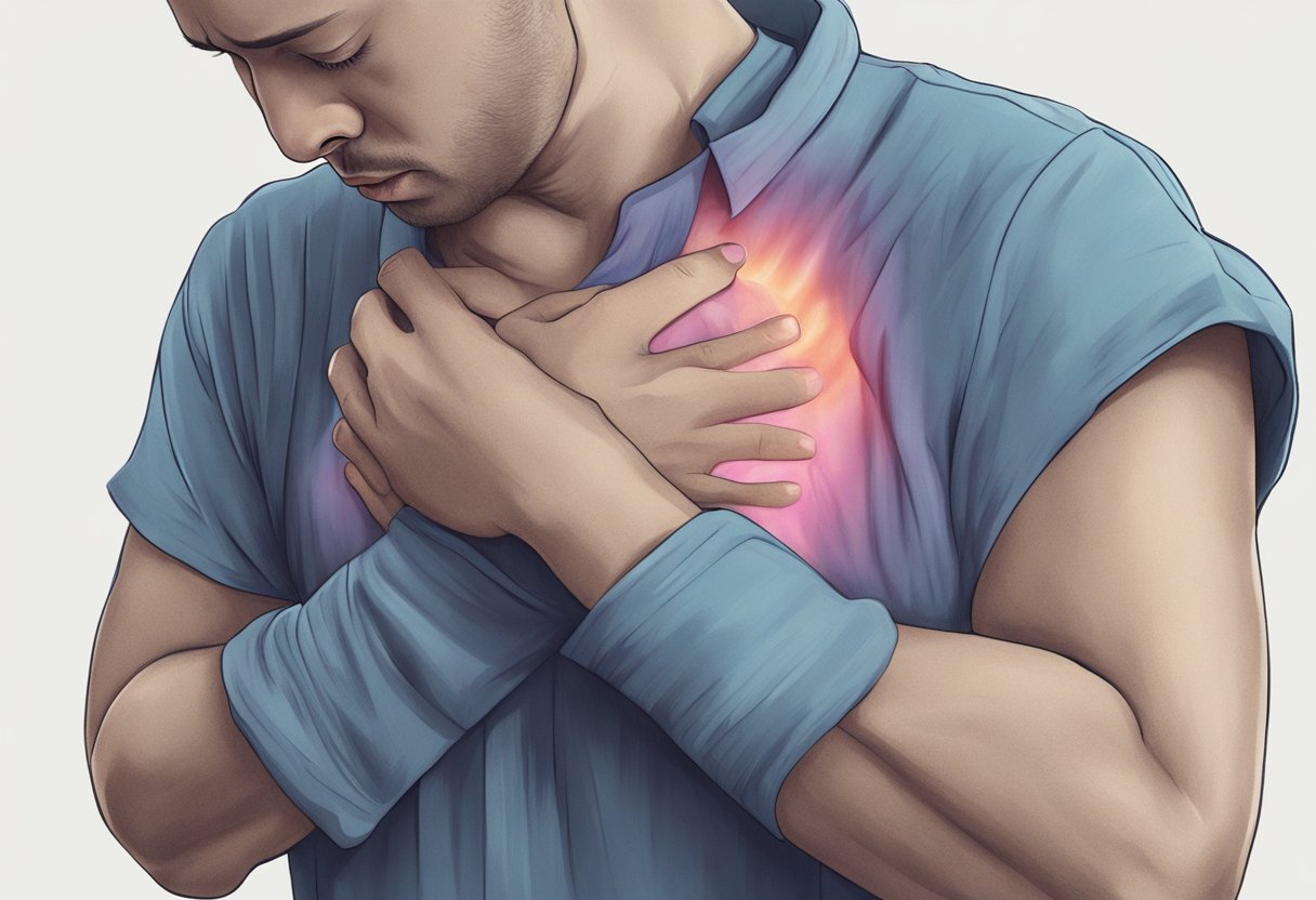 A person clutching their chest in pain